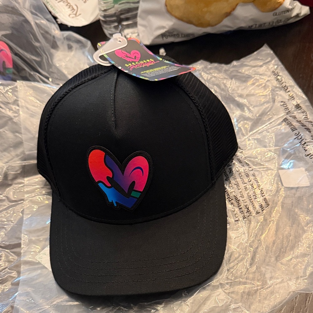 Adult Black Heart Trucker Hat